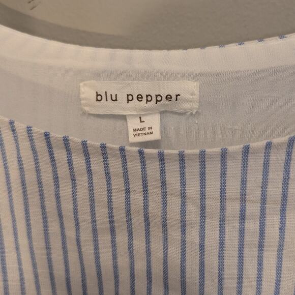 Blu Pepper Dress Color Block Stipes Tie-Shoulder Timeless Preppy Chic - Size L - Picture 6 of 8